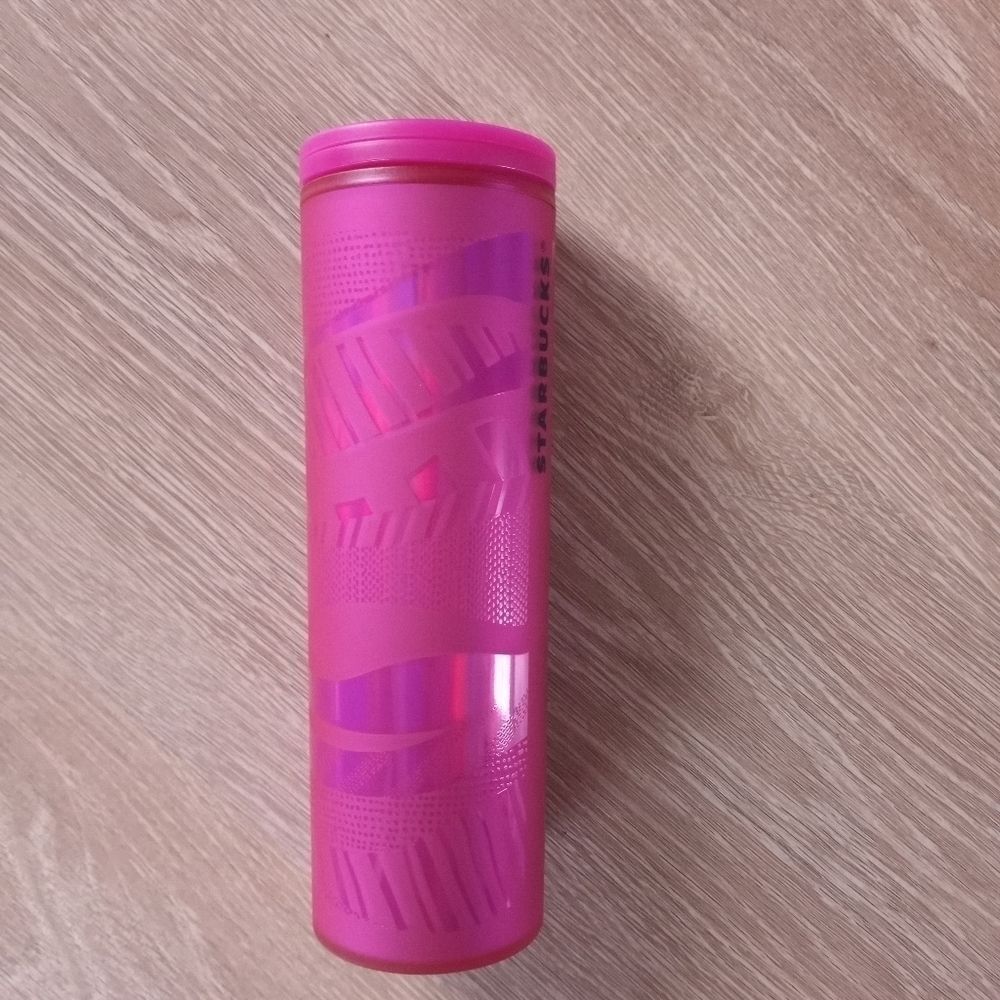Starbucks 2021 Tumbler Cup Cold Soft Touch Sip Lid Neon Pink Ribbons Grande